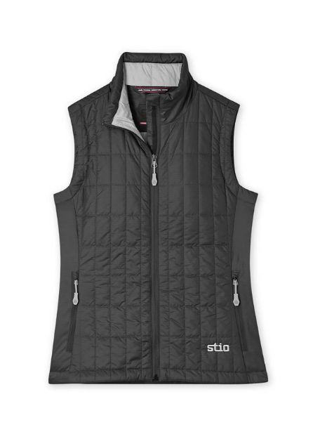 STIO Women's Azura Insulated Vest Custom Embroidered in Black