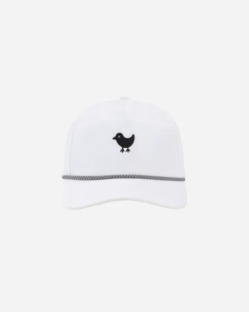Bad Birdie Rope Hat with Custom Embroidery in White