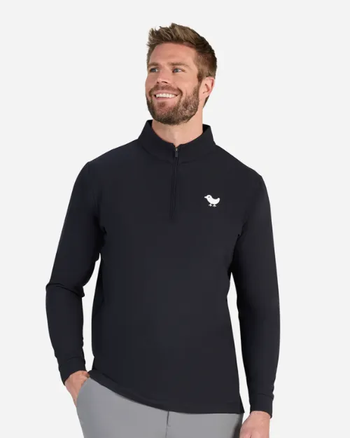 Bad Birdie Velocity Quarterzip Custom Embroidered in Black - Front