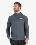 Bad Birdie Velocity Quarterzip Custom Embroidered in Charcoal - Front