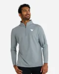 Bad Birdie Velocity Quarterzip Custom Embroidered in Heather - Front
