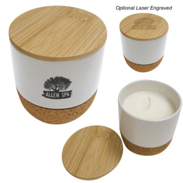 Custom Santal Candles with Standard Imprint in White