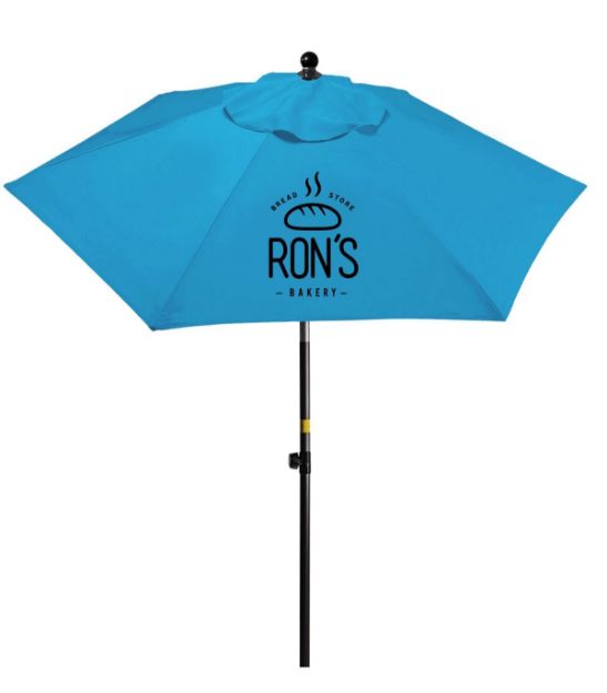 7 Foot Steel Vented Market Umbrella in Cyan Blue