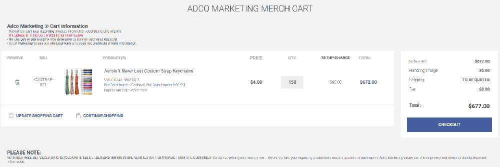 Add to Cart for Adco Marketing Custom Promotional Items
